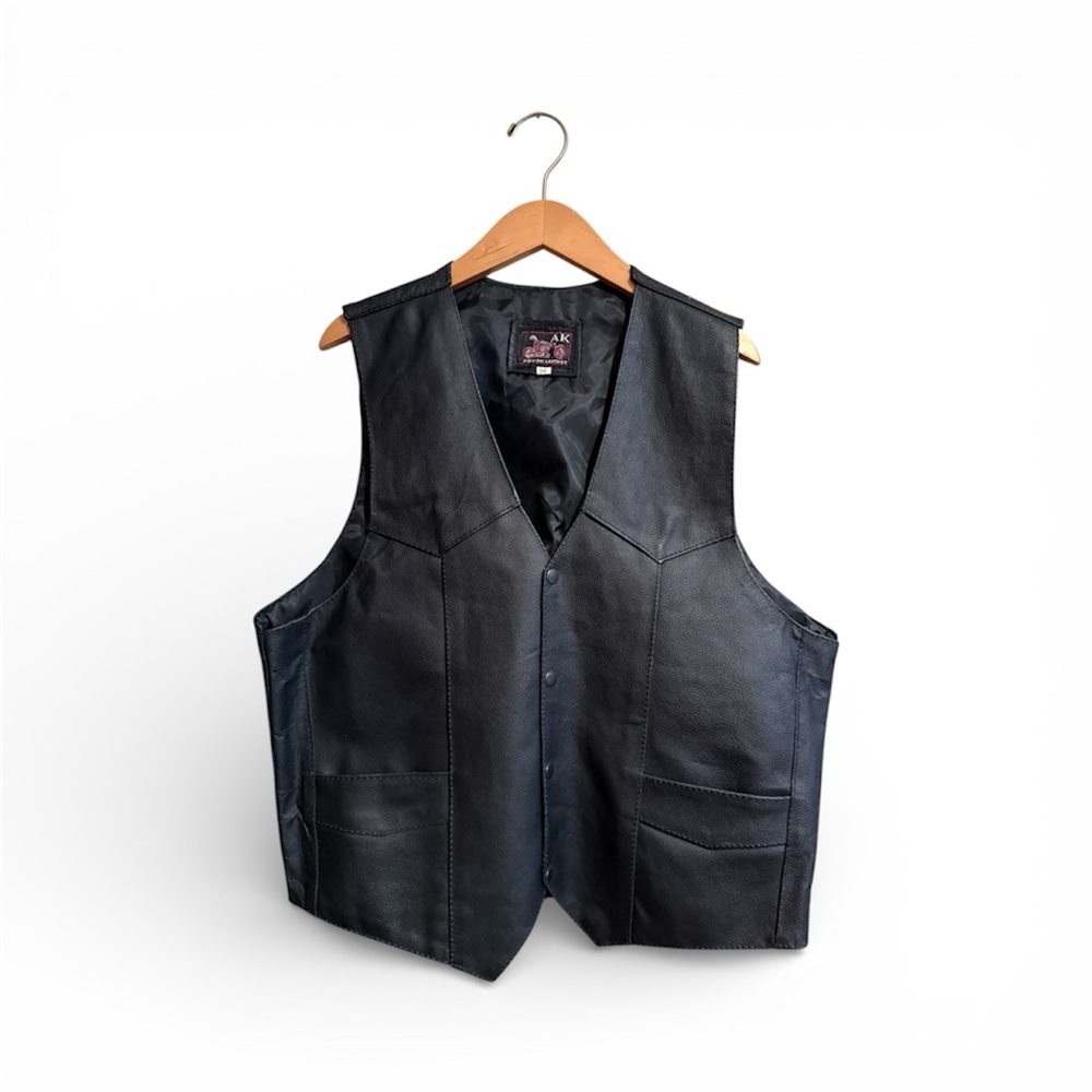 Adnan Leather vintage motorcycle biker vest size 50